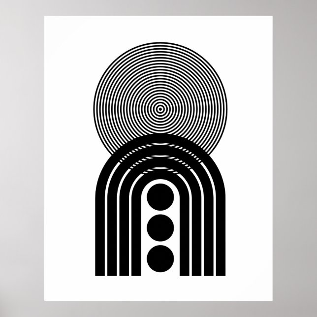 Geometric Abstract Black Mid Century Contemporary Poster (Front)