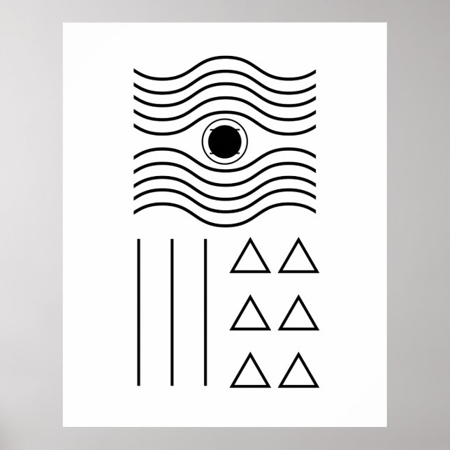 Geometric Abstract Black Mid Century Contemporary Poster (Front)