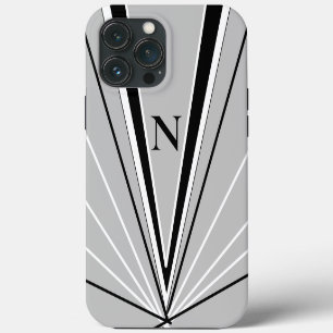 Geometric Abstract Black White Monogram iPhone 13 Pro Max Case