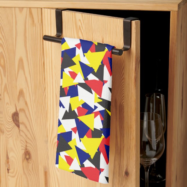 Geometric Abstract Boat Flags Pattern Tea Towel (Thirds Fold)
