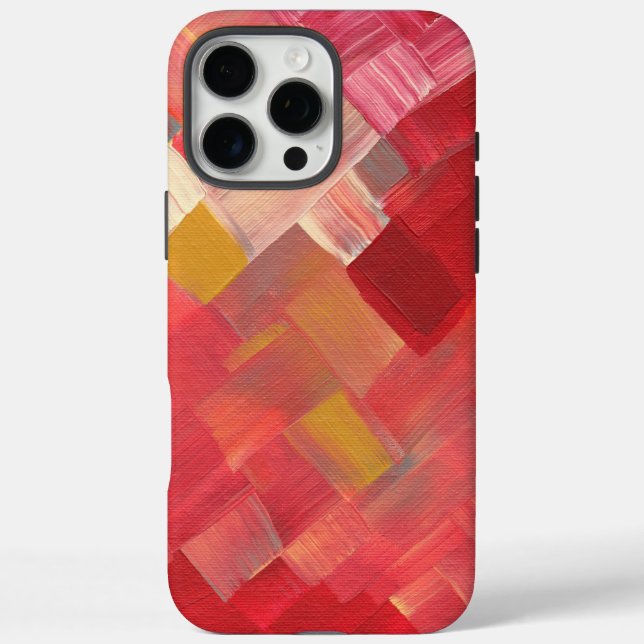 Geometric Abstract Brushstrokes Red, Pink & Gold Case-Mate iPhone Case (Back)