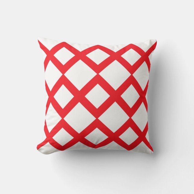 Geometric abstract - Chilli Pepper, White ! Cushion (Front)