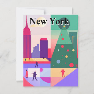 Geometric Abstract Christmas New York City Travel Postcard