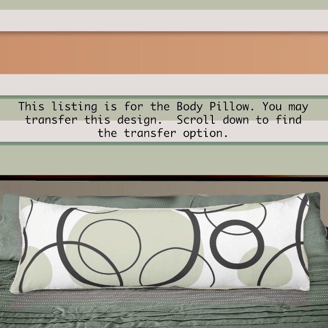 Geometric Abstract Circle Link Black Sage Green Body Cushion (Creator Uploaded)
