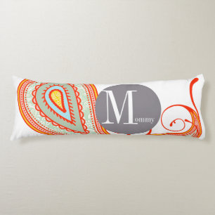 Geometric Abstract Circle Link Paisley Orange Mint Body Cushion