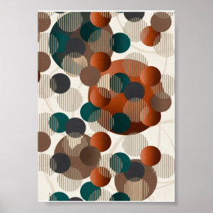 Geometric Abstract Circles Modern Brown And Blue F Poster