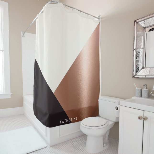 Geometric Abstract Colour Block Shower Curtain (In Situ)