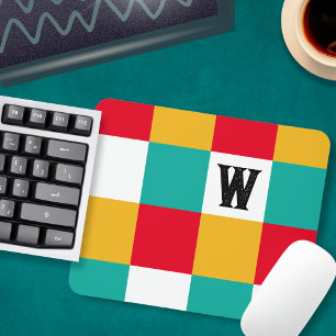 Geometric Abstract Colourful Personalised Monogram Mouse Pad