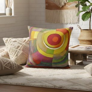 Geometric Abstract Concentric Rings Fine Art Throw Cushion