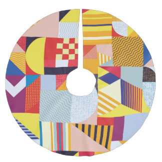 Geometric Abstract Decorative Vintage Pattern Brushed Polyester Tree Skirt