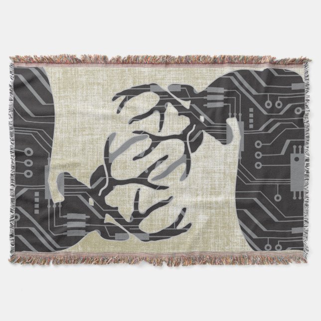 Geometric Abstract Deer Steampunk Electrical Panel Throw Blanket (Front)