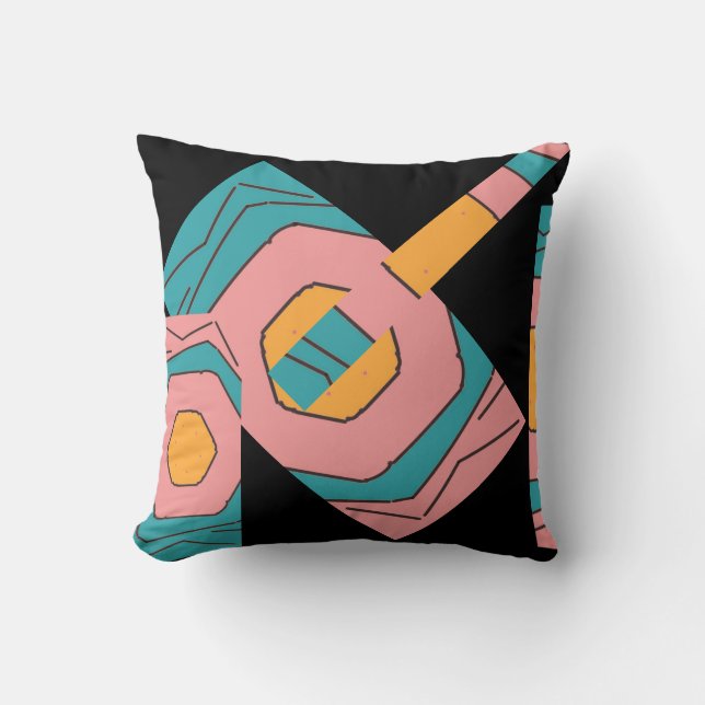  Geometric Abstract Design Turquoise, Gold, Pink Cushion (Front)