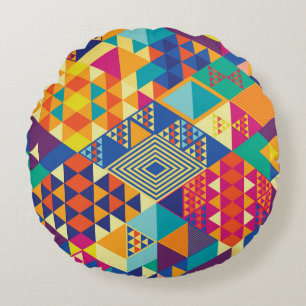 Geometric, abstract elements, vintage pattern. round cushion