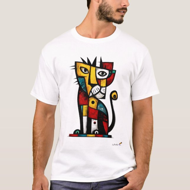 Geometric Abstract Expressionist Tiger Modern Art  T-Shirt (Front)