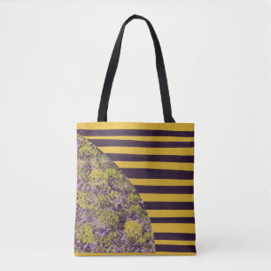 Geometric Abstract Flower with Stripes Tote Bag