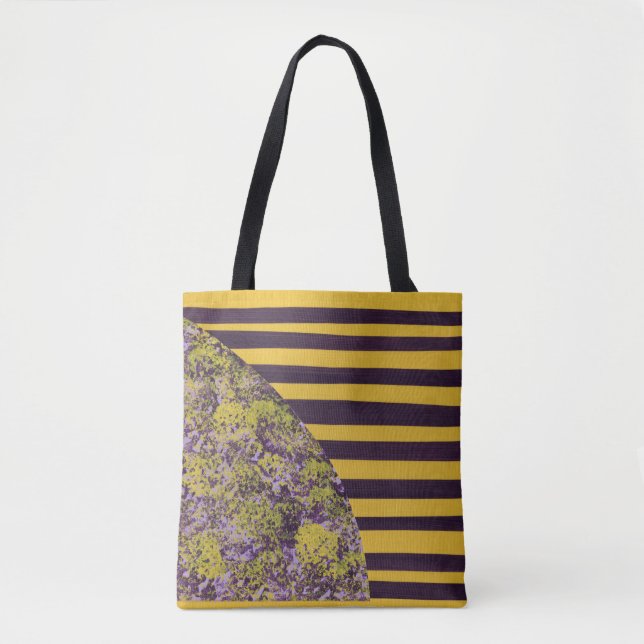Geometric Abstract Flower with Stripes Tote Bag (Front)
