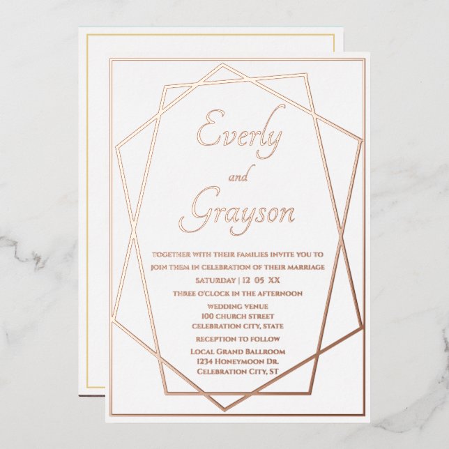 Geometric Abstract Frame Rose Gold Wedding      (Front/Back)