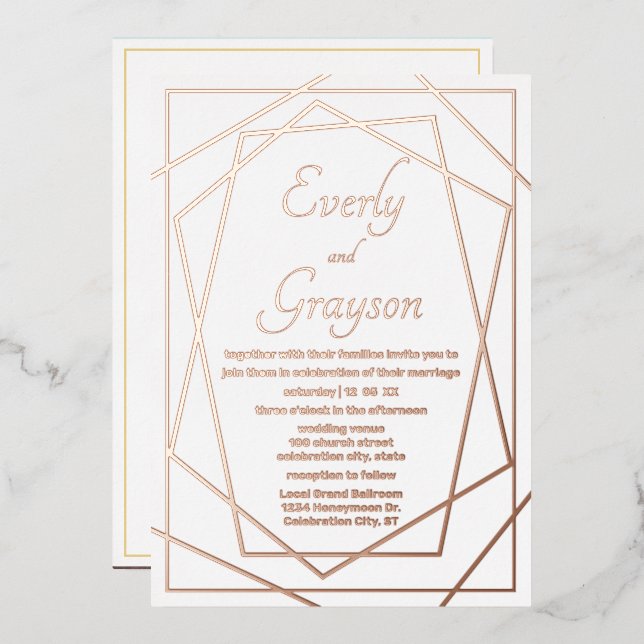 Geometric Abstract Frame Rose Gold Wedding      Fo (Front/Back)