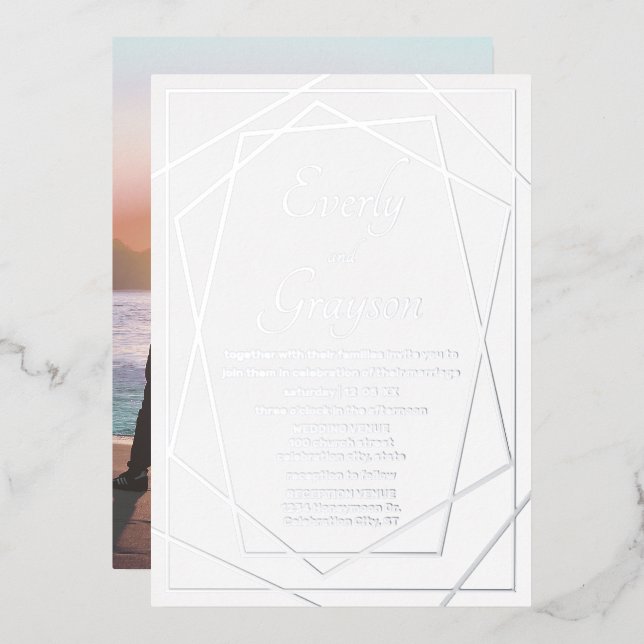 Geometric Abstract Frame SILVER Wedding       (Front/Back)