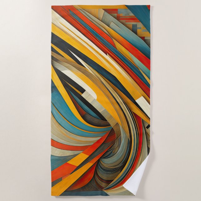 Geometric Abstract Futurism Beach Towel (Front)