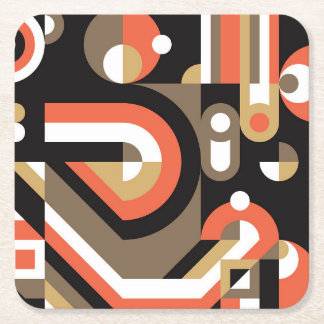 Geometric Abstract: Futuristic Artwork Design. Square Paper Coaster