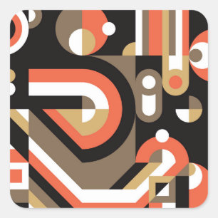 Geometric Abstract: Futuristic Artwork Design. Square Sticker