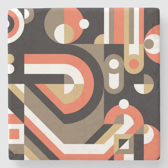Geometric Abstract: Futuristic Artwork Design. Stone Coaster (Front)
