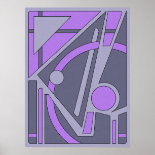 Geometric Abstract in Lavender and Grey Poster