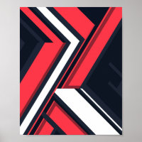Geometric Abstract in Red, White and Black