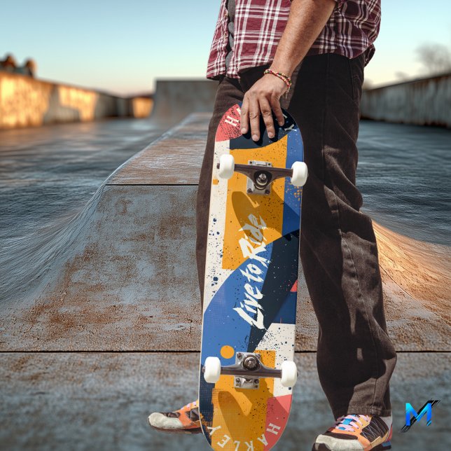 Geometric Abstract - Live to Ride Bold  Skateboard (Creator Uploaded)