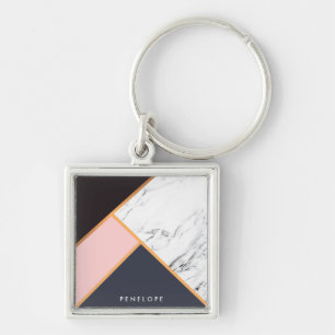 Geometric Abstract Mosaic Key Ring
