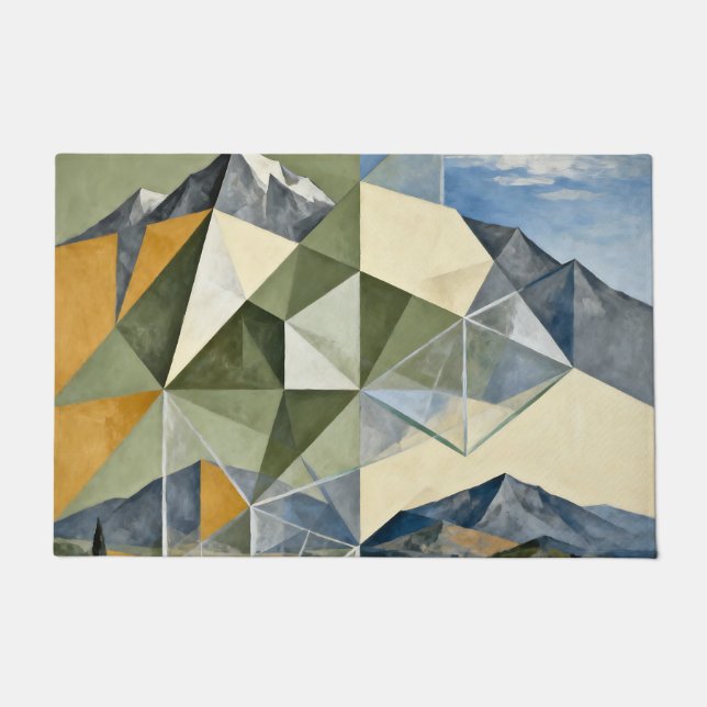 Geometric Abstract Mountain Landscape Doormat (Front)