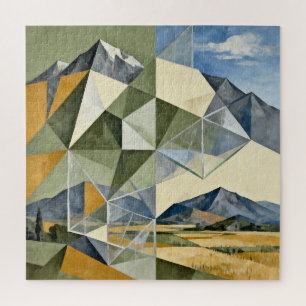 Geometric Abstract Mountain Landscape Jigsaw Puzzle