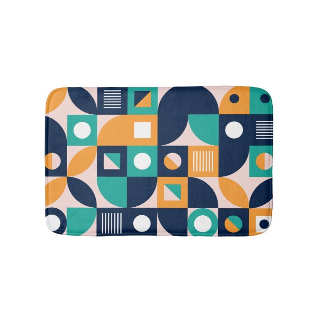 Geometric abstract pattern: colourful, modern desi bath mat (Front)