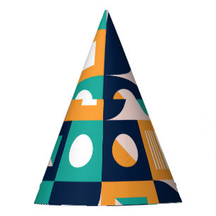 Geometric abstract pattern: colourful, modern desi party hat