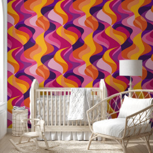 Geometric Abstract Pattern in bright pink Wallpaper
