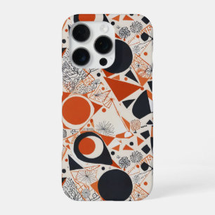 Geometric abstract pattern in coral, red & ivory 1 iPhone 16 pro case
