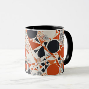 Geometric abstract pattern in coral, red & ivory 1 mug