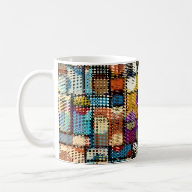 Geometric abstract pattern in low poly pixel art s coffee mug (Left)
