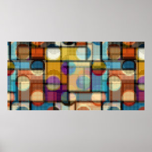 Geometric abstract pattern in low poly pixel art s poster