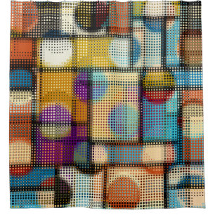 Geometric abstract pattern in low poly pixel art s shower curtain