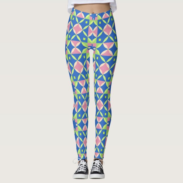 Geometric Abstract Pattern Leggings (Front)