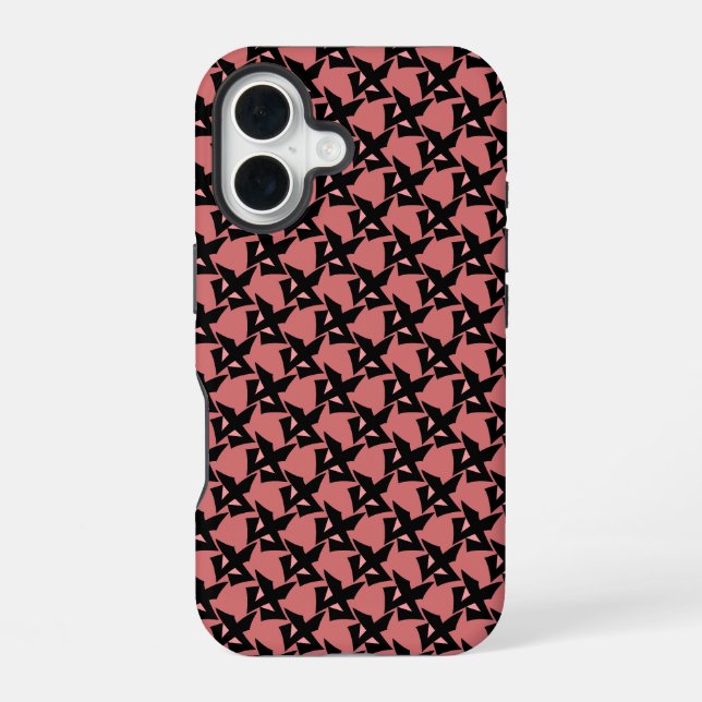Geometric abstract pattern retro terracotta brown iPhone 16 case (Back)