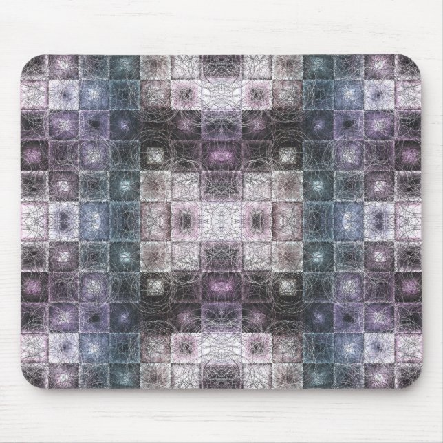 Geometric Abstract Pattern with Wireframe Cubes Mouse Pad (Front)