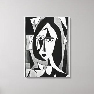 Geometric Abstract Portrait of Woman Canvas Print