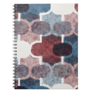 Geometric Abstract Red Blue Pattern Notebook