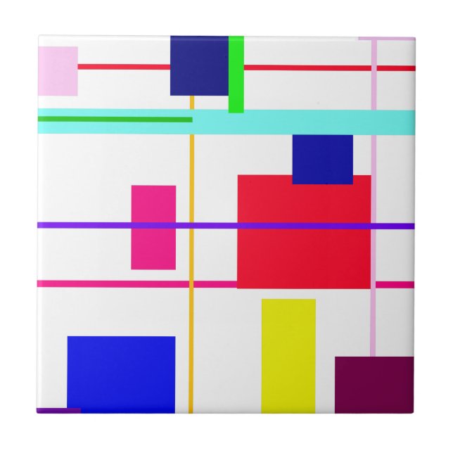 Geometric Abstract Red Square Tile (Front)