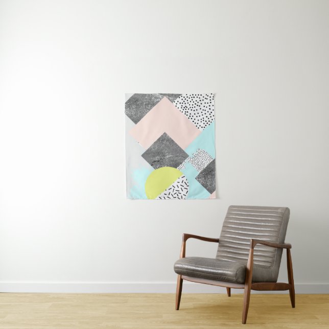 Geometric Abstract Scandi Design Tapestry (In Situ)