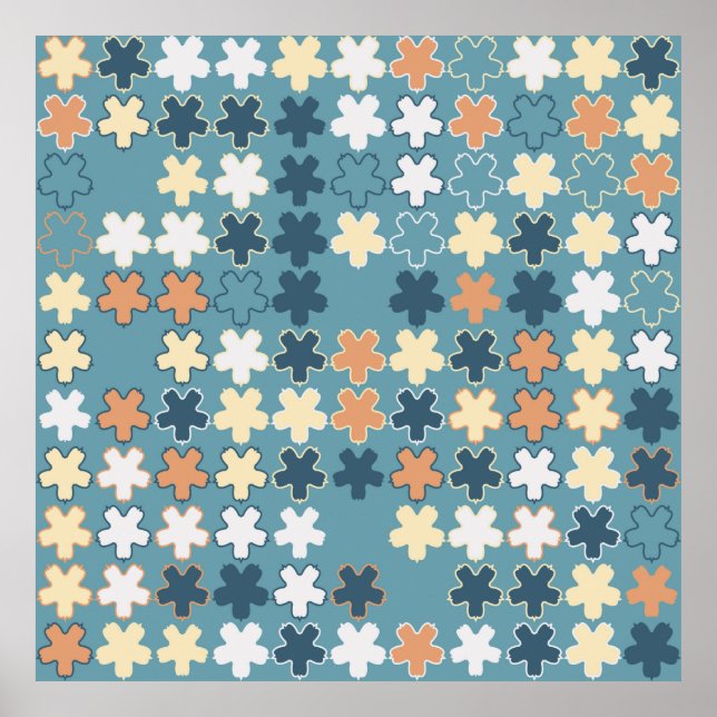 Geometric abstract seamless pattern of coloured sh poster (Front)