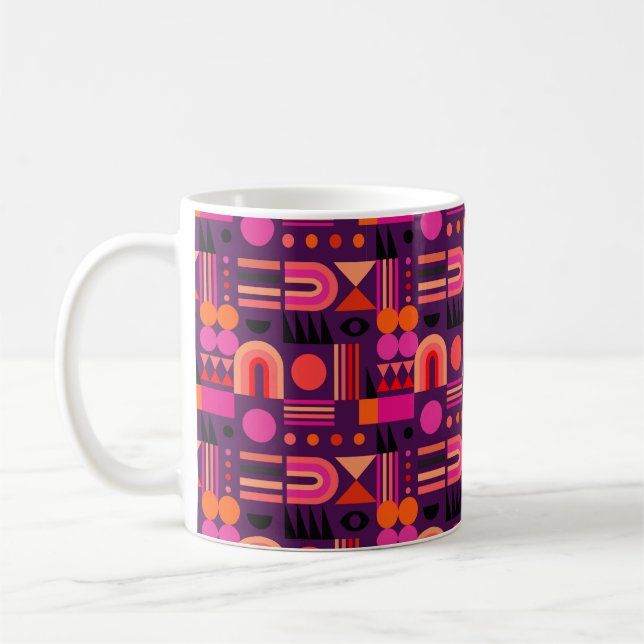 Geometric abstract seamless pattern with shapes of coffee mug (Left)
